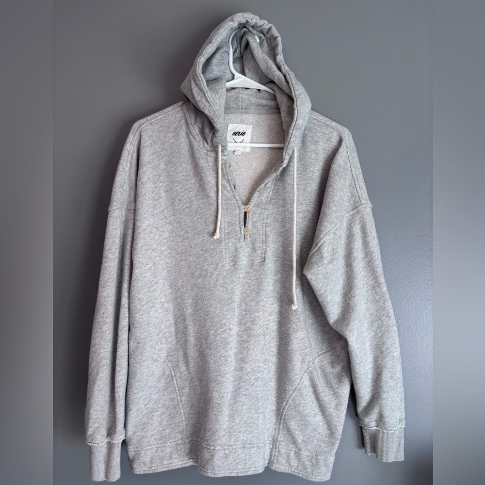 aerie Light Heather Gray Hoodie Sweater